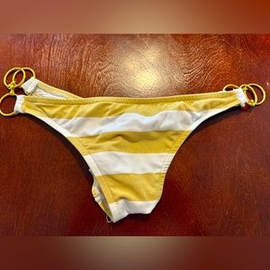 Custom made gold/white thong bottom L